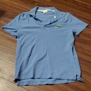 Lacoste Blue Polo with Green Crocodile Patch